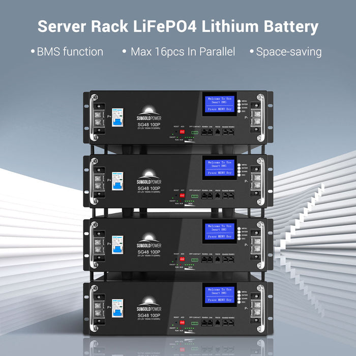 SunGoldPower 4 X 48V 100AH Server Rack LiFePO4 Lithium  Battery SG48100P