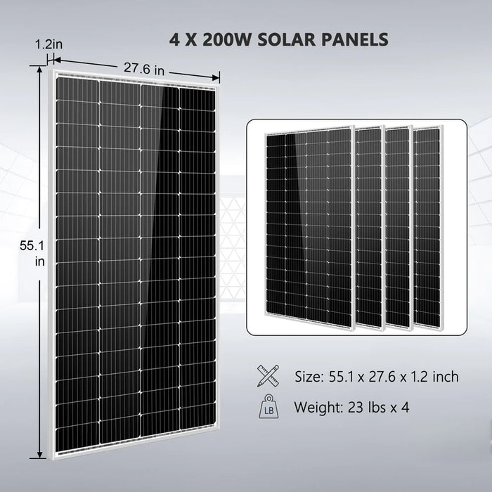 SunGold Power Solar Kit 3000W 24V Inverter 120V Output Lithium Battery 800 Watt Solar Panel
