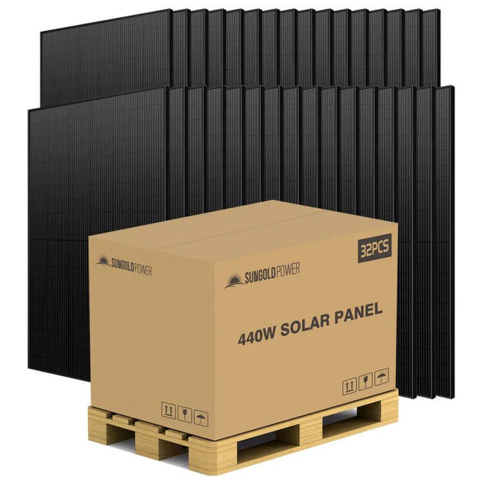SunGoldPower 440W Mono Black Perc Solar Panel Full Pallet (32 Panels)