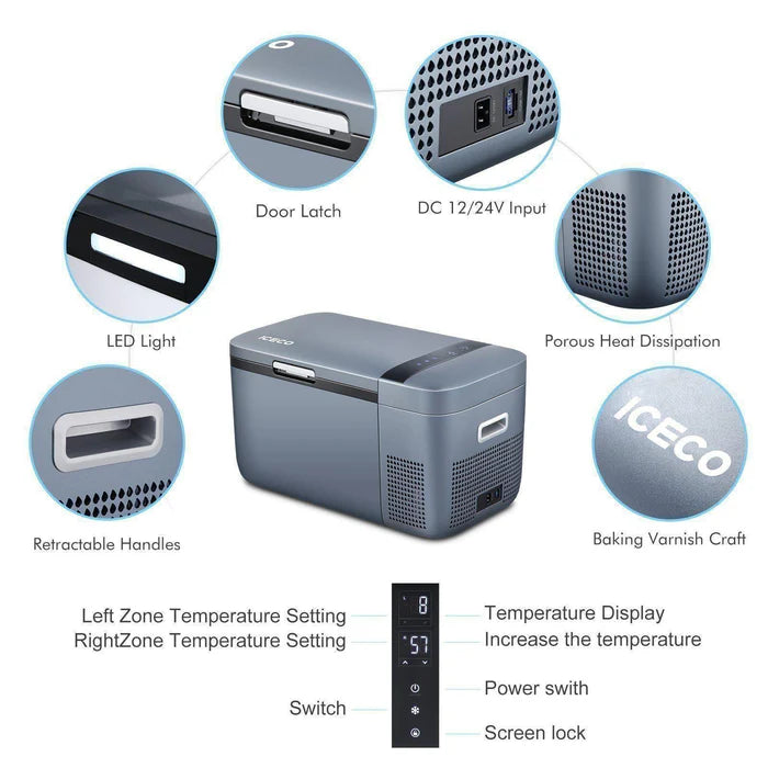ICECO GO20 21QT Dual Zone 12V Portable Fridge Car Freezer