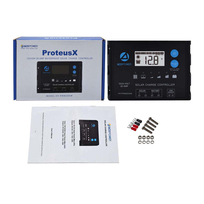 ACOPOWER Waterproof ProteusX 20A PWM Solar Charge Controller -  