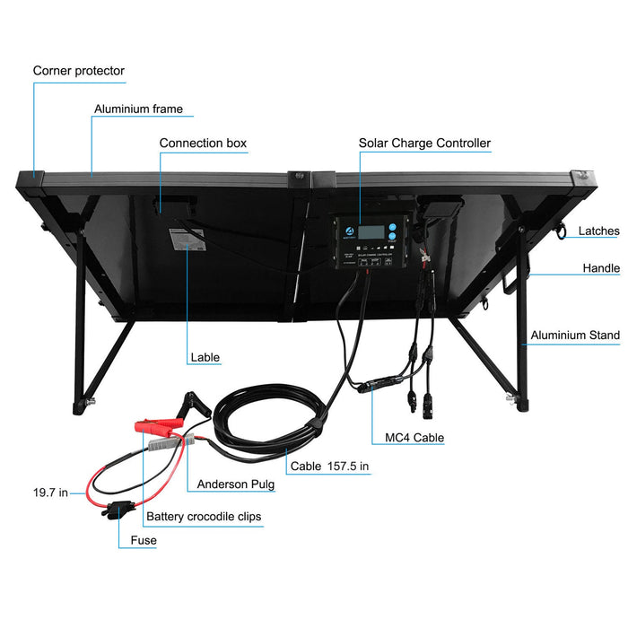 ACOPOWER Ptk 200W Portable Solar Panel Kit Briefcase