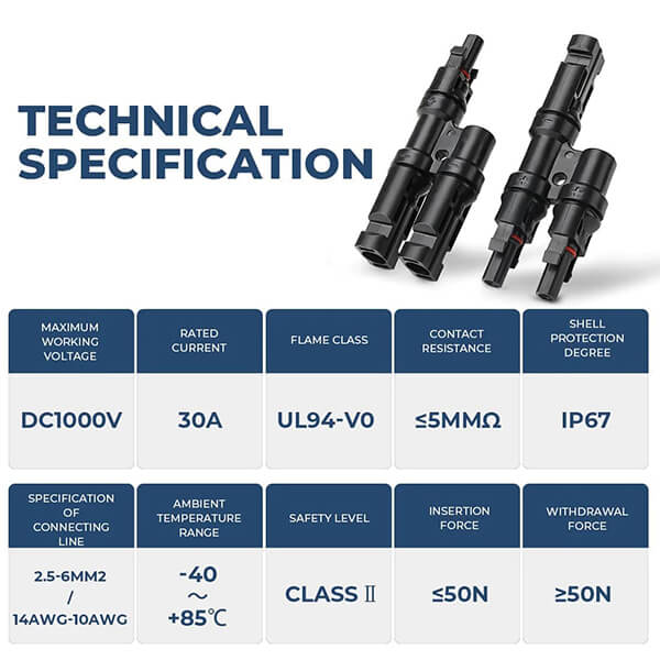 Solar Branch Connectors Y Connector in Pair MMF+FFM Parallel Connection (5 Pairs)