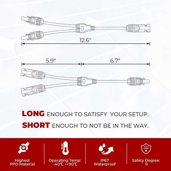 Solar Connectors Y Branch Parallel Adapter Cable Wire