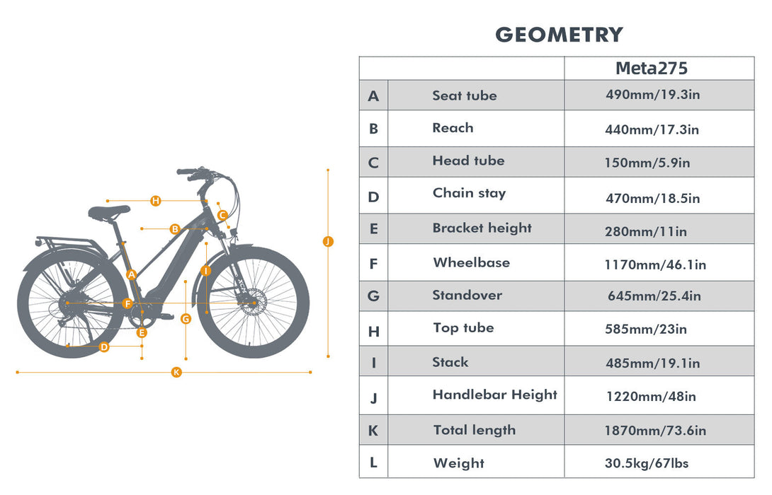 Eunorau Meta275 Electric Bike - Enhanced Pedal Assist with Torque Sensor