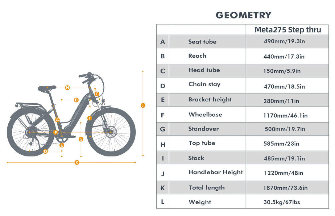 Eunorau Meta275 Electric Bike - Enhanced Pedal Assist with Torque Sensor