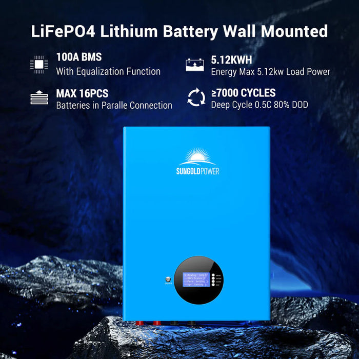 SunGold Power 5.12KWH Powerwall LifePo4 Lithium Battery