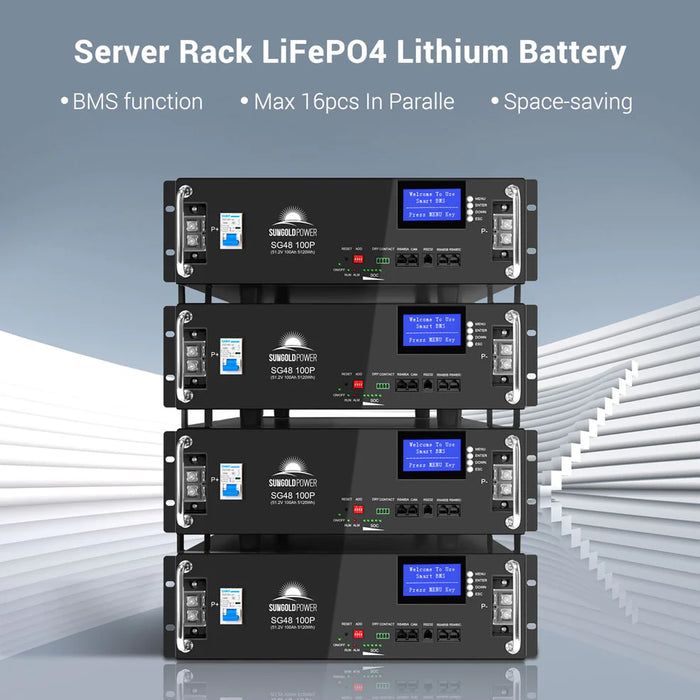 SunGold Power 48V 100AH Server Rack LiFePO4 Lithium Battery