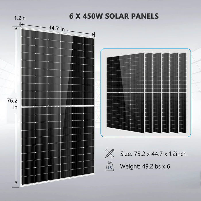 SunGold Power Solar Kit 5000W 48V 120V Output 10.24KWH Lithium Battery 2700 Watt Solar Panel