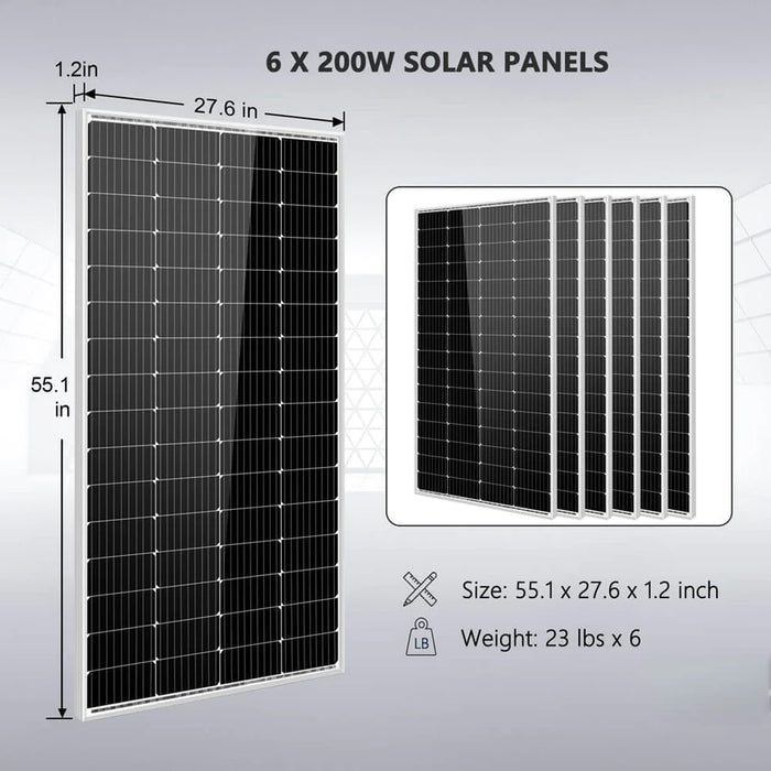 SunGold Power Off-Grid Solar Kit 5000W 48VDC 120V 5.12KWH PowerWall Battery 6 X 200 Watts Solar Panels SGM-5K5E