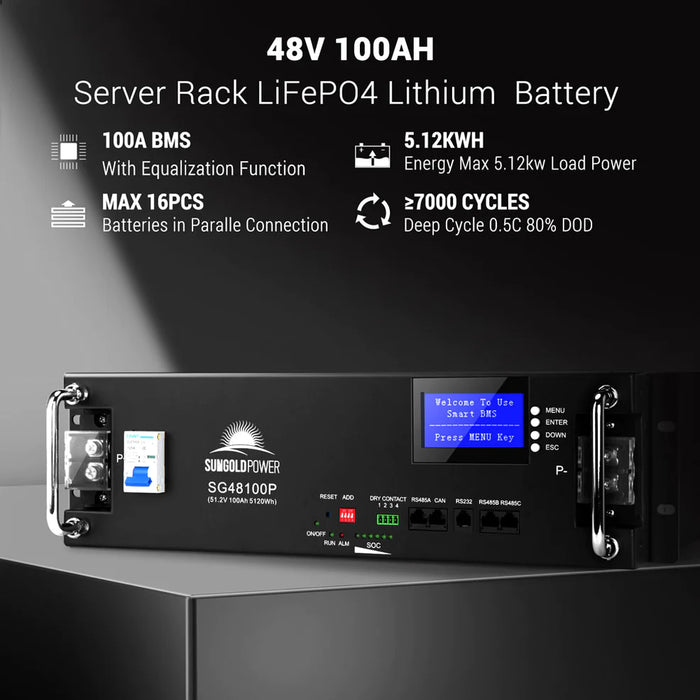 SunGold Power Off-grid Solar Kit 12000W 48VDC 120V/240V LifePo4 20.48KWH Lithium Battery 12 X 415 Watts Solar Panels