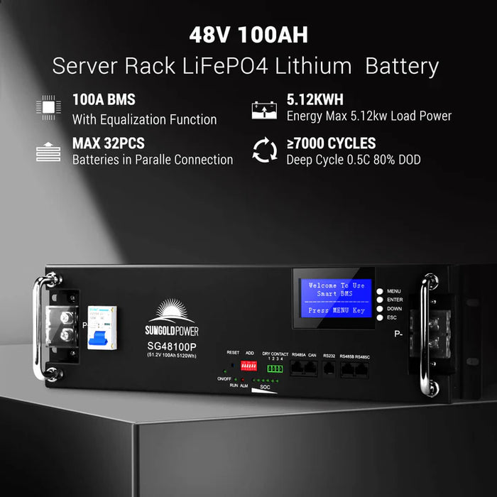 SunGoldPower 16KW Off-Grid Solar Kit - 48VDC, 25.6KWH LiFePO4 Battery, 32x415W Panels