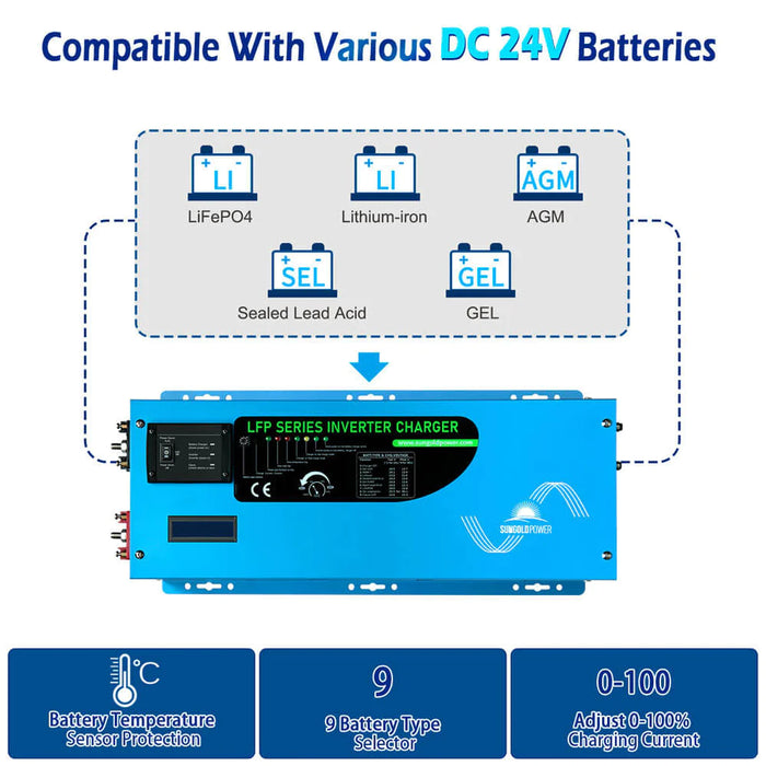 SunGoldPower 3000W DC 24V Low Frequency Inverter