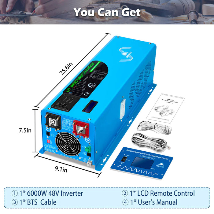 SunGold Power 6000W 48V Pure Sine Split Phase Inverter Charger