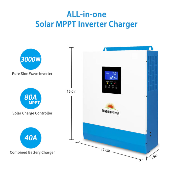 SunGold Power 3000W 24V Solar Inverter Charger - UPS