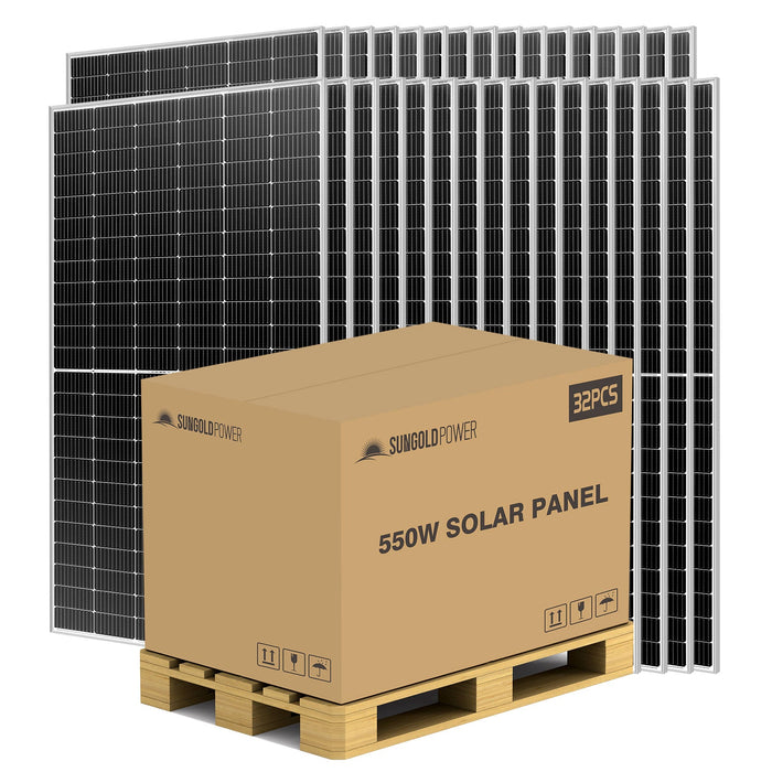 SunGoldPower 550W Mono Perc Solar Panel Full Pallet of 32 Panels