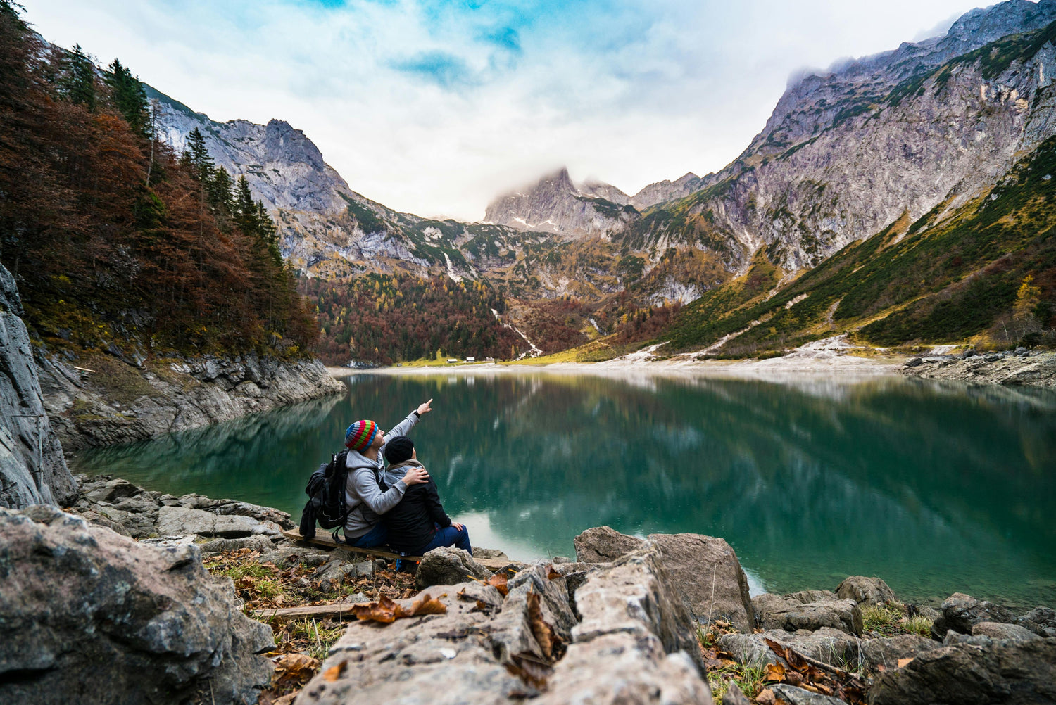 outdoors couple lake 