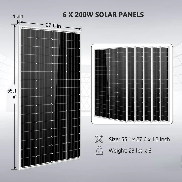 SunGoldPower Off Grid Solar Kit 4000W Inverter 12VC 120V/240V LiFePO4 Battery 1200 Watt Solar Back Up